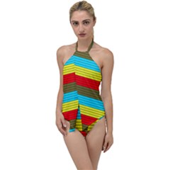 Multicolor With Black Lines Go With The Flow One Piece Swimsuit by tmsartbazaar