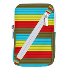 Multicolor With Black Lines Belt Pouch Bag (large) by tmsartbazaar