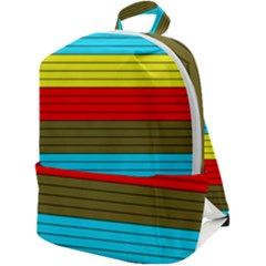 Multicolor With Black Lines Zip Up Backpack by tmsartbazaar