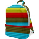 Multicolor With Black Lines Zip Up Backpack View1