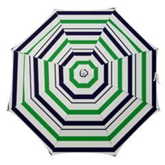 Green With Blue Stripes Straight Umbrellas by tmsartbazaar
