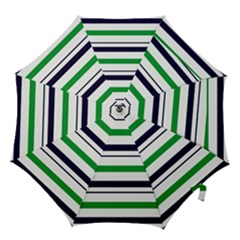 Green With Blue Stripes Hook Handle Umbrellas (medium) by tmsartbazaar