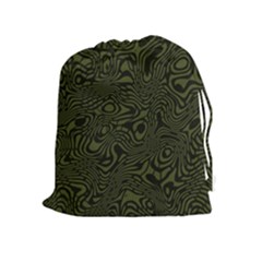 Army Green And Black Stripe Camo Drawstring Pouch (xl) by SpinnyChairDesigns