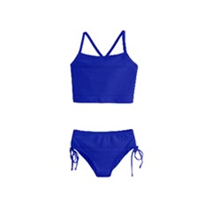 Cobalt Blue Color Stripes Girls  Tankini Swimsuit by SpinnyChairDesigns