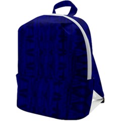 Cobalt Blue Color Batik Zip Up Backpack by SpinnyChairDesigns