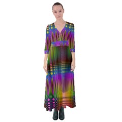 Abstract Psychedelic Pattern Button Up Maxi Dress by SpinnyChairDesigns