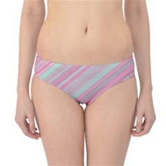 Turquoise And Pink Striped Hipster Bikini Bottoms by SpinnyChairDesigns