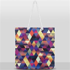 Colorful Geometric  Full Print Rope Handle Tote (large) by SpinnyChairDesigns