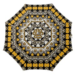 Boho Black White Yellow Straight Umbrellas by SpinnyChairDesigns