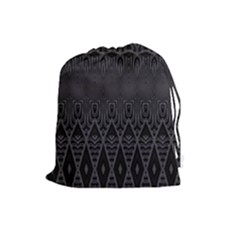 Boho Black Diamonds Drawstring Pouch (large) by SpinnyChairDesigns