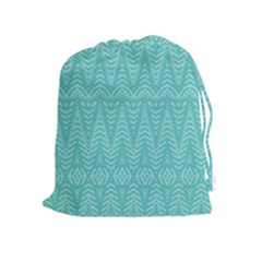 Boho Teal Pattern Drawstring Pouch (xl) by SpinnyChairDesigns