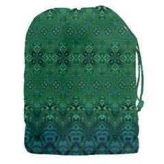 Boho Emerald Green And Blue  Drawstring Pouch (3xl) by SpinnyChairDesigns