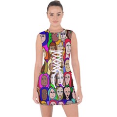 432sisters Lace Up Front Bodycon Dress by Kritter