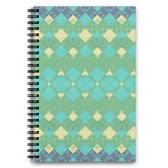 Boho Green Blue Checkered 5 5  X 8 5  Notebook by SpinnyChairDesigns