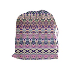 Colorful Boho Pattern Drawstring Pouch (xl) by SpinnyChairDesigns