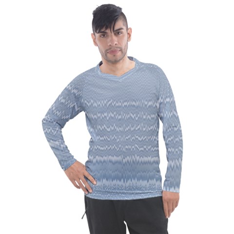 Boho Faded Blue Stripes Men s Pique Long Sleeve Tee by SpinnyChairDesigns