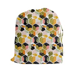 Hexagon Tropical Pattern Drawstring Pouch (2xl) by designsbymallika