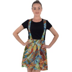 Boho Colorful Mosaic Velvet Suspender Skater Skirt by SpinnyChairDesigns