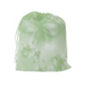 Tea Green Floral Print Drawstring Pouch (XL) View2