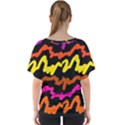Multicolored Scribble Abstract Pattern V-Neck Dolman Drape Top View2
