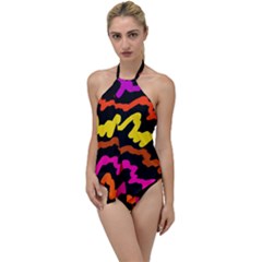 Multicolored Scribble Abstract Pattern Go With The Flow One Piece Swimsuit by dflcprintsclothing