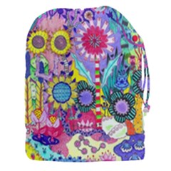 Double Sunflower Abstract Drawstring Pouch (3xl) by okhismakingart