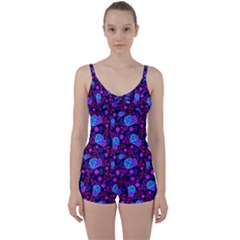 Backgroung Rose Purple Wallpaper Tie Front Two Piece Tankini by HermanTelo