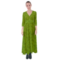 Avocado Green Butterfly Print Button Up Maxi Dress by SpinnyChairDesigns