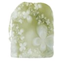 Olive Green With White Flowers Drawstring Pouch (3XL) View2
