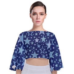 Stars Blue Tie Back Butterfly Sleeve Chiffon Top by MooMoosMumma