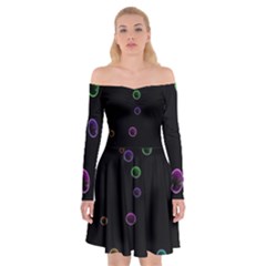 Bubble In Blavk Background Off Shoulder Skater Dress by Sabelacarlos