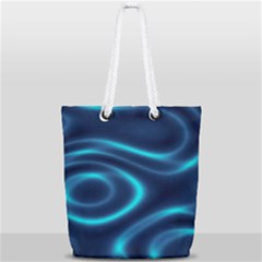 Blue Wavy Full Print Rope Handle Tote (small) by Sabelacarlos