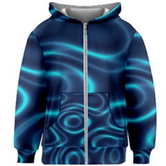 Blue Wavy Kids  Zipper Hoodie Without Drawstring by Sabelacarlos
