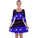 Mixed-lines-dots Black-bg Quarter Sleeve Skater Dress View1