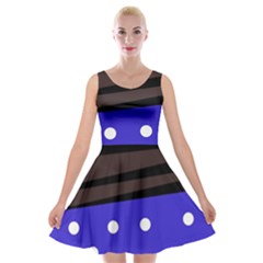 Mixed-lines-dots Black-bg Velvet Skater Dress by Casemiro