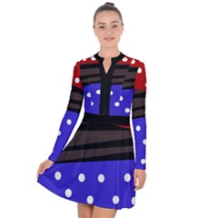 Mixed-lines-dots Black-bg Long Sleeve Panel Dress by Casemiro