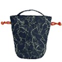 Neon Silhouette Leaves Print Pattern Drawstring Bucket Bag View1