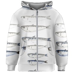 Pencil Fish Sardine Drawing Kids  Zipper Hoodie Without Drawstring by HermanTelo