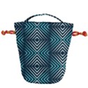 Blue Motif Design Drawstring Bucket Bag View1