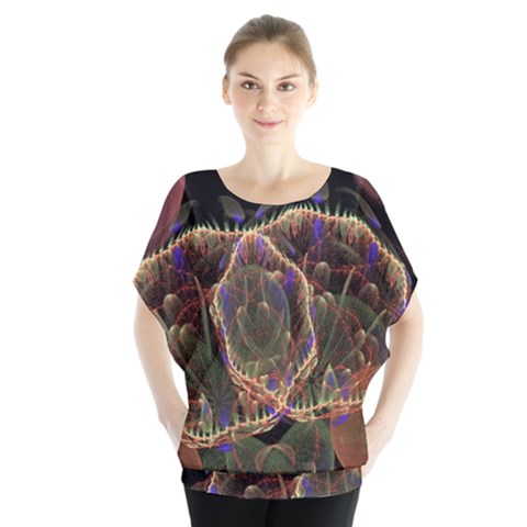 Fractal Geometry Batwing Chiffon Blouse by Sparkle