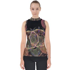 Fractal Geometry Mock Neck Shell Top by Sparkle
