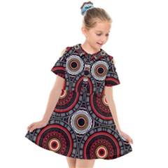 Tribal Aztec Mandala Art Kids  Short Sleeve Shirt Dress by tmsartbazaar