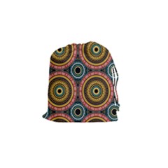 Aztec Multicolor Mandala Drawstring Pouch (small) by tmsartbazaar