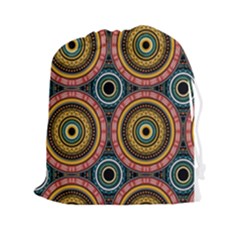 Aztec Multicolor Mandala Drawstring Pouch (2xl) by tmsartbazaar