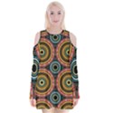 Aztec Multicolor Mandala Velvet Long Sleeve Shoulder Cutout Dress View1
