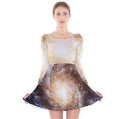 Galaxy Space Long Sleeve Velvet Skater Dress by Sabelacarlos