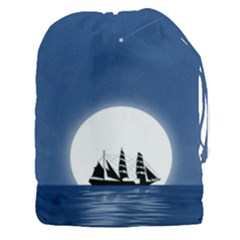 Boat Silhouette Moon Sailing Drawstring Pouch (3xl) by HermanTelo