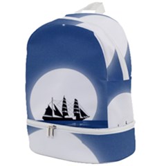 Boat Silhouette Moon Sailing Zip Bottom Backpack by HermanTelo