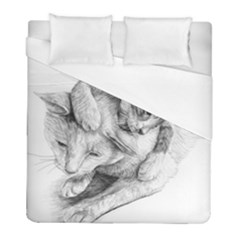 Cat Drawing Art Duvet Cover (full/ Double Size) by HermanTelo