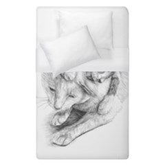 Cat Drawing Art Duvet Cover (single Size) by HermanTelo